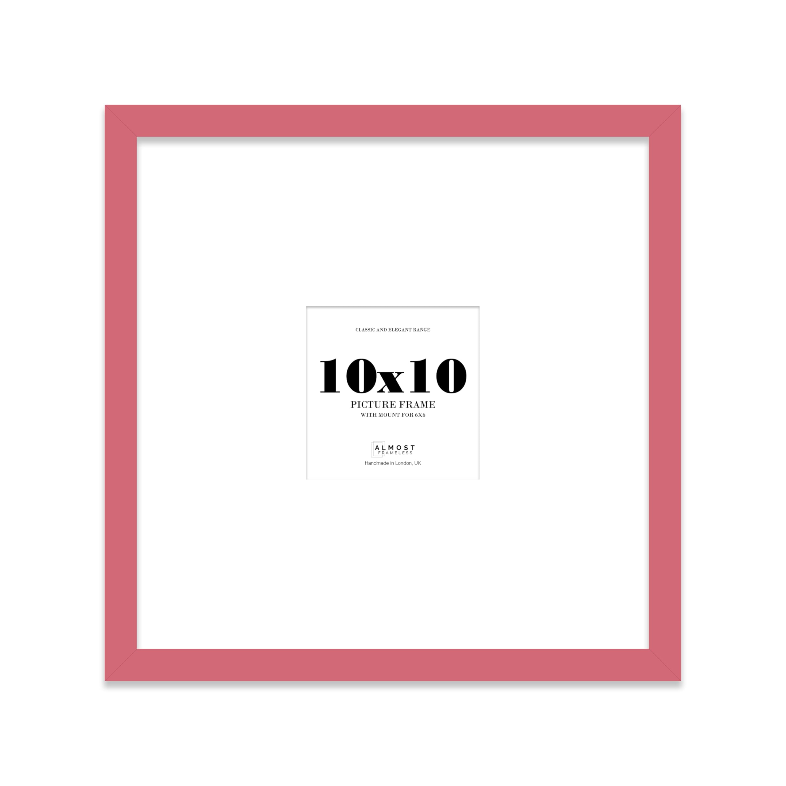 10x10 Square Picture Frame, Display Pictures 6x6 With Mat or 10x10 Without Mat, Wall Hanging & Free Standing Photo Frame, Pink, 1 Pack