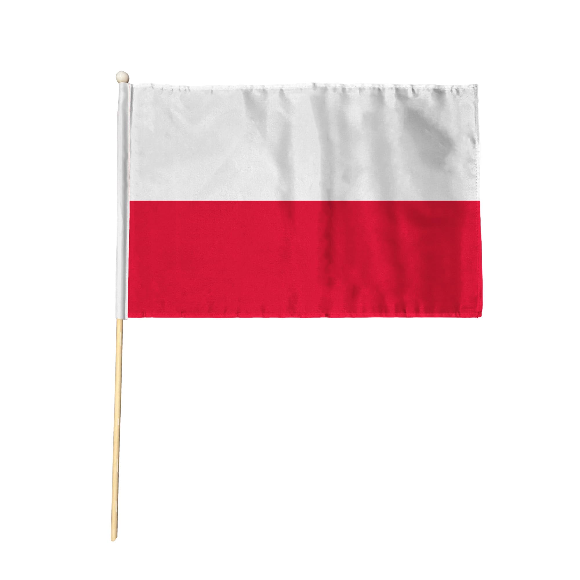 Flagtex Poland Pack of 2 Hand Waving Flag (9x6 Inch) - Premium Wooden Stick Hand Flag 9x6 Inch Natural Wood Pole European White Red Horizontal Stripes Flag Events Parades