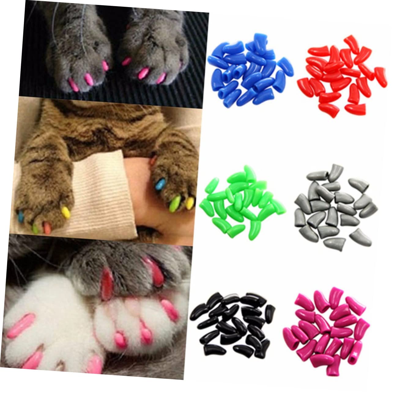 POPETPOP Ensembles De 420 Pièces Couvre-Ongles pour Animaux De Compagnie Couvre-Griffes Anti-Rayures Animaux Domestiques Anti-agrippement Couverture De Griffe De Chat Gel De Silice