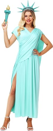 Remimi Statue of Liberti Dress for Adult Women Fourth of July Patriotic Mint Costume Dresses L
