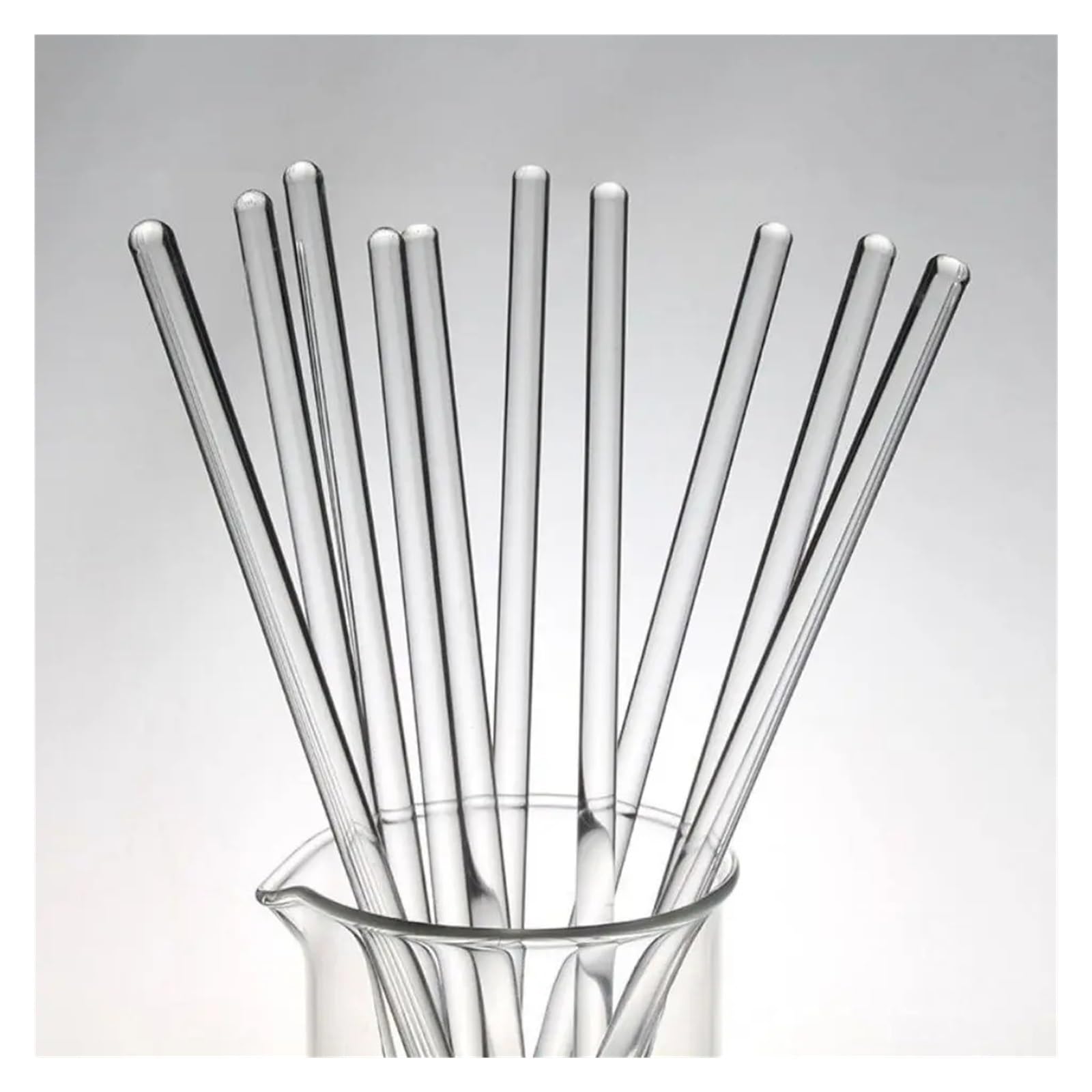yingyingjia 1 Stück Laborglas-Rührstäbe, 5 mm, 6 mm, 7 mm Durchmesser, 200/250/300/350 mm Länge, Borosilikat, hochbeständiger Rührer for Chemielabor(D7x400mm)