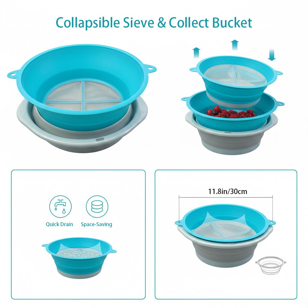 Kit de Trim Pliable - Station de Récolte avec Tamis 150 Microns - Comprend Ciseaux Courbés et Droits, Loupe et Pinceau - Plateau de Récupération de Pollen Professionnel (Pliant)