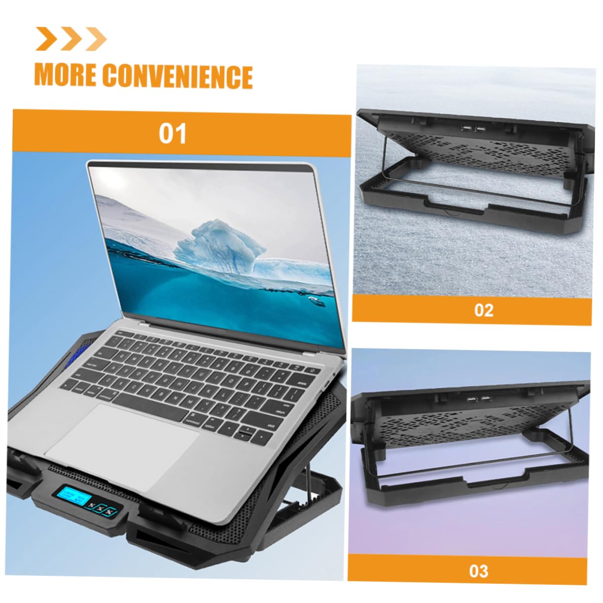 SEWACC Base para Portátil con Ventilador Refrigerante USB Soporte Ajustable para Ordenador Portátil para Escritorio y Compatible con Laptops