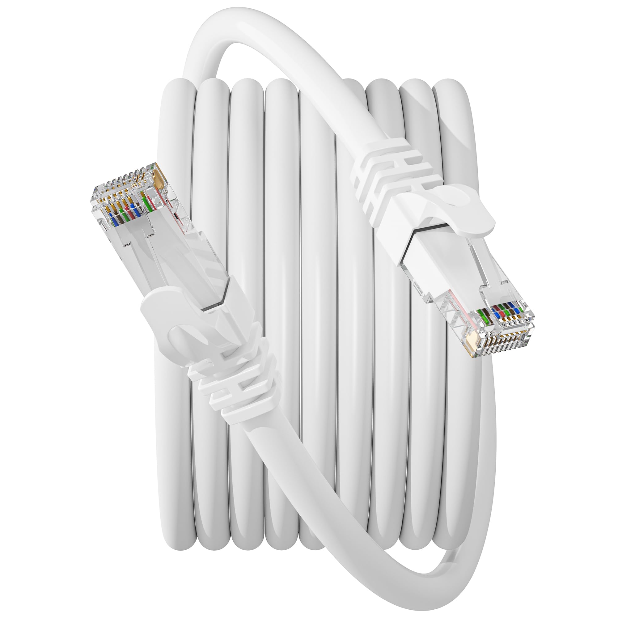 Cat 6 Ethernet Cable 50ft, Outdoor&Indoor, Heavy Duty 23AWG, UTP Network Cables, UV Resistant, Weatherproof, Cat 6 Patch Cable 50ft, Compatible for Router, Modem, Games, Computers, PS4/5, White