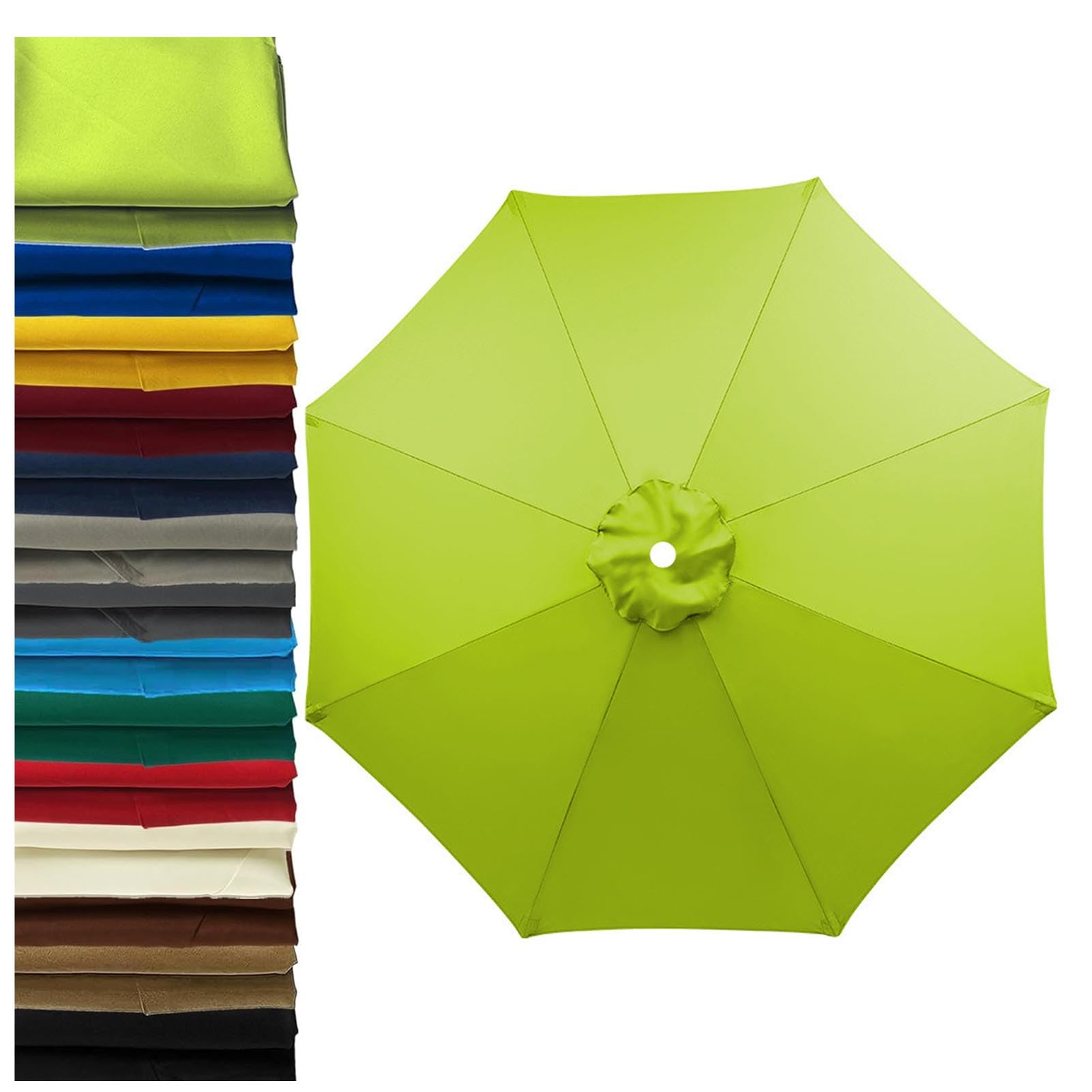 2m-3.5m Replacement Parasol Canopy 6 Ribs/8 Ribs Parasol Replacement Canopy, UPF 50+ Garden Parasol Replacement Canopy, Garden Umbrella Replacement Cover (Green,8ribs:2.30m/7.5ft)