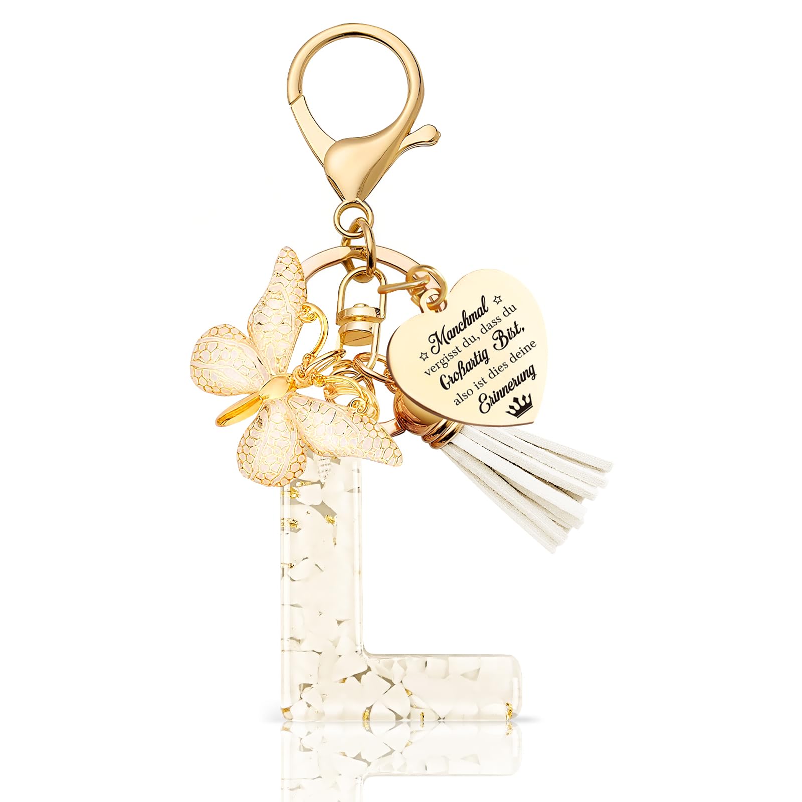 Anruzon Schlüsselanhänger Mädchen Buchstabe - Schlüsselanhänger mit Anfangsbuchstaben Schlüssel Anhänger - Einschulung Geschenk - Keychain Geschenk für Kinder, Mädchen, Frauen