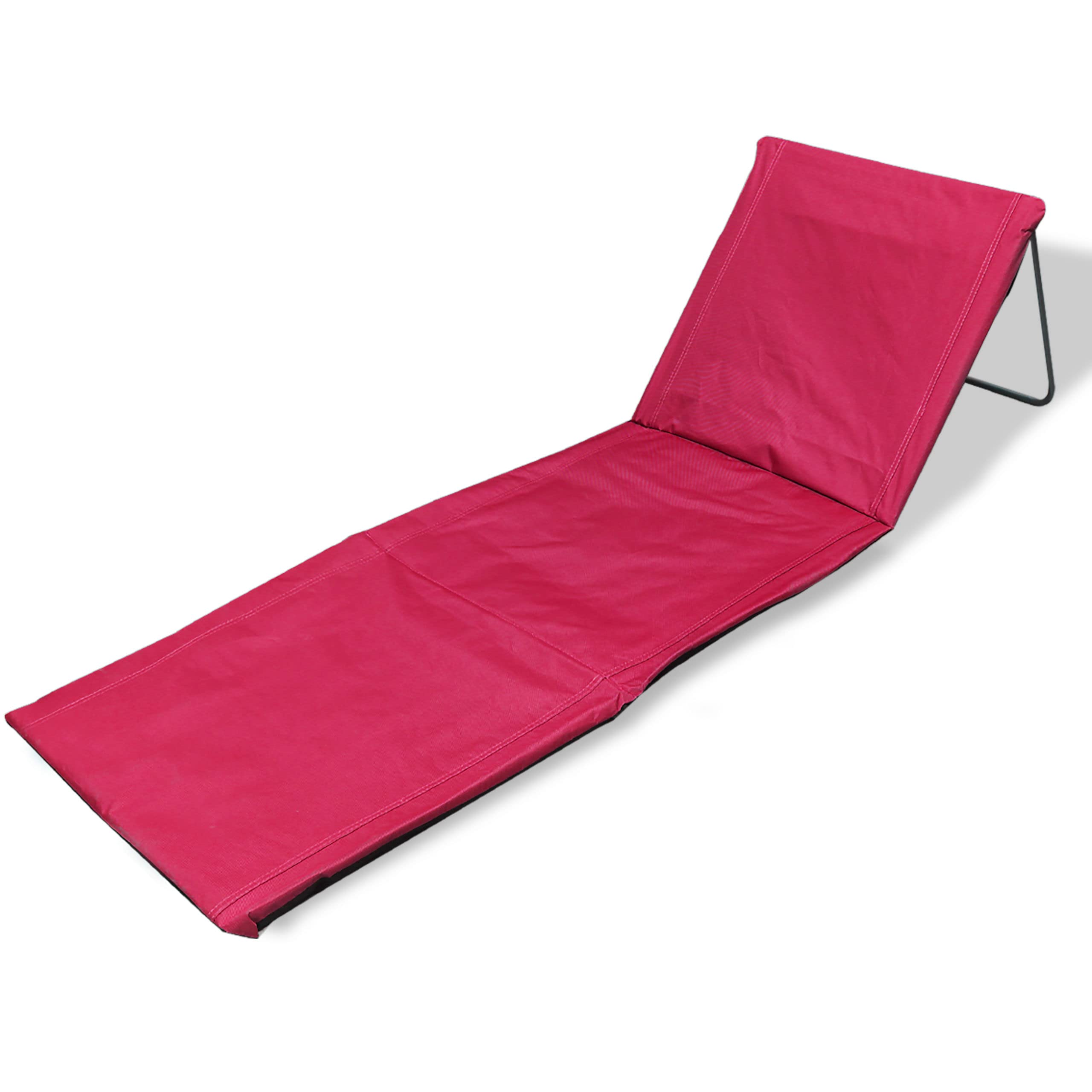 Acomoda Textil - Esterilla de Playa y Piscina Acolchada. Tumbona Plegable y Reclinable con Cojín y Bolsa. Tumbona Portátil Respaldo Ajustable 170x54x35 cm. (Frambuesa, 1 Ud)