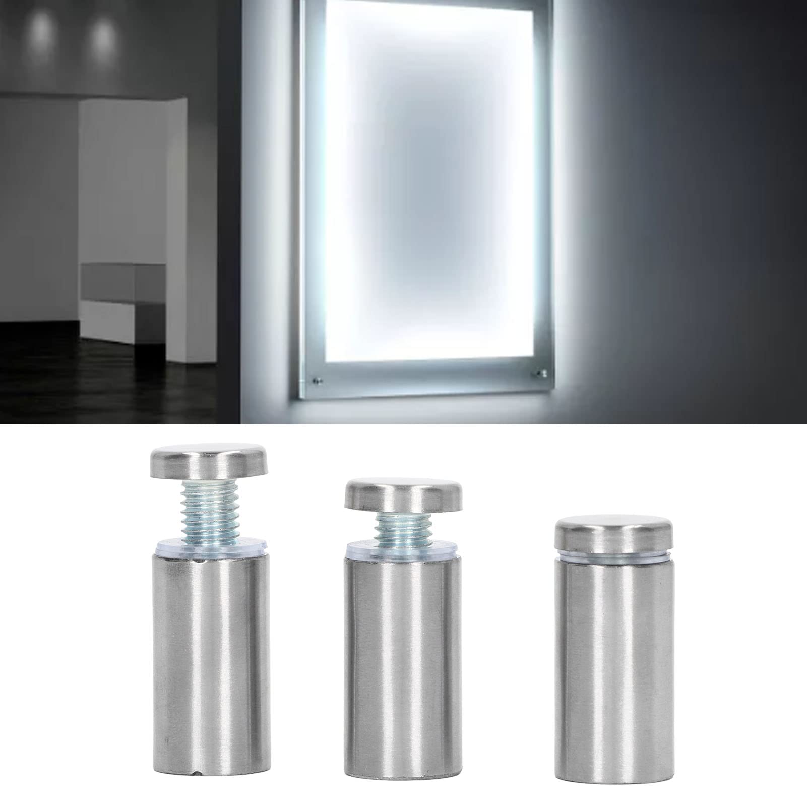 Entretoises Murales en Acier Inoxydable, 12 Pièces, 19x40mm, Kit de Vis et Chevilles pour Panneau Acrylique, Supports d'Affichage Publicitaire
