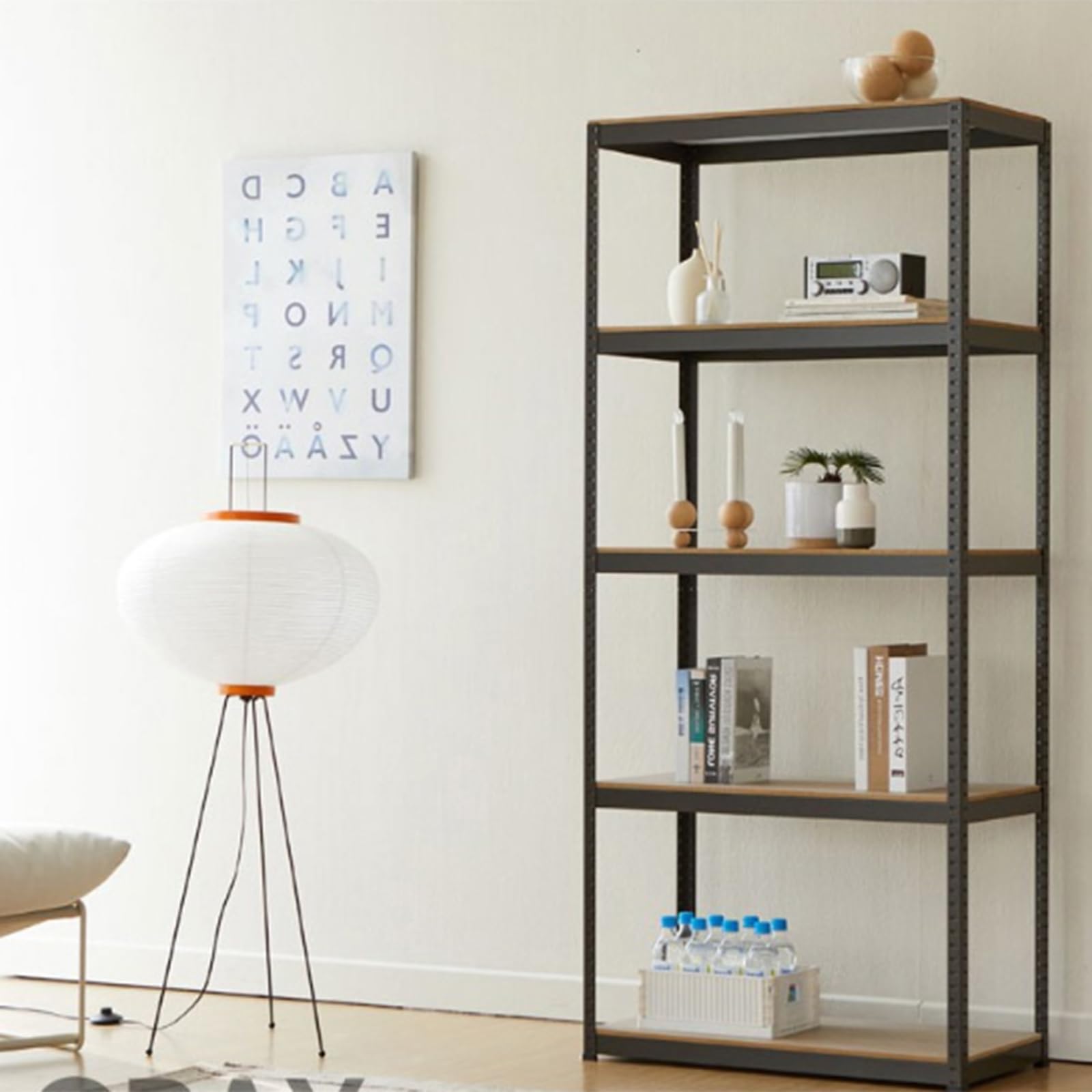 SPOFLYINN 5-Tier Storage Rack, Garage Heavy Duty Metal Storage Shelving, Adjustable 5 Tier Storage Shelves for Kitchen, Warehouse, Basement, Garage 23.6x15.7x47.2in 5th Floor One Size