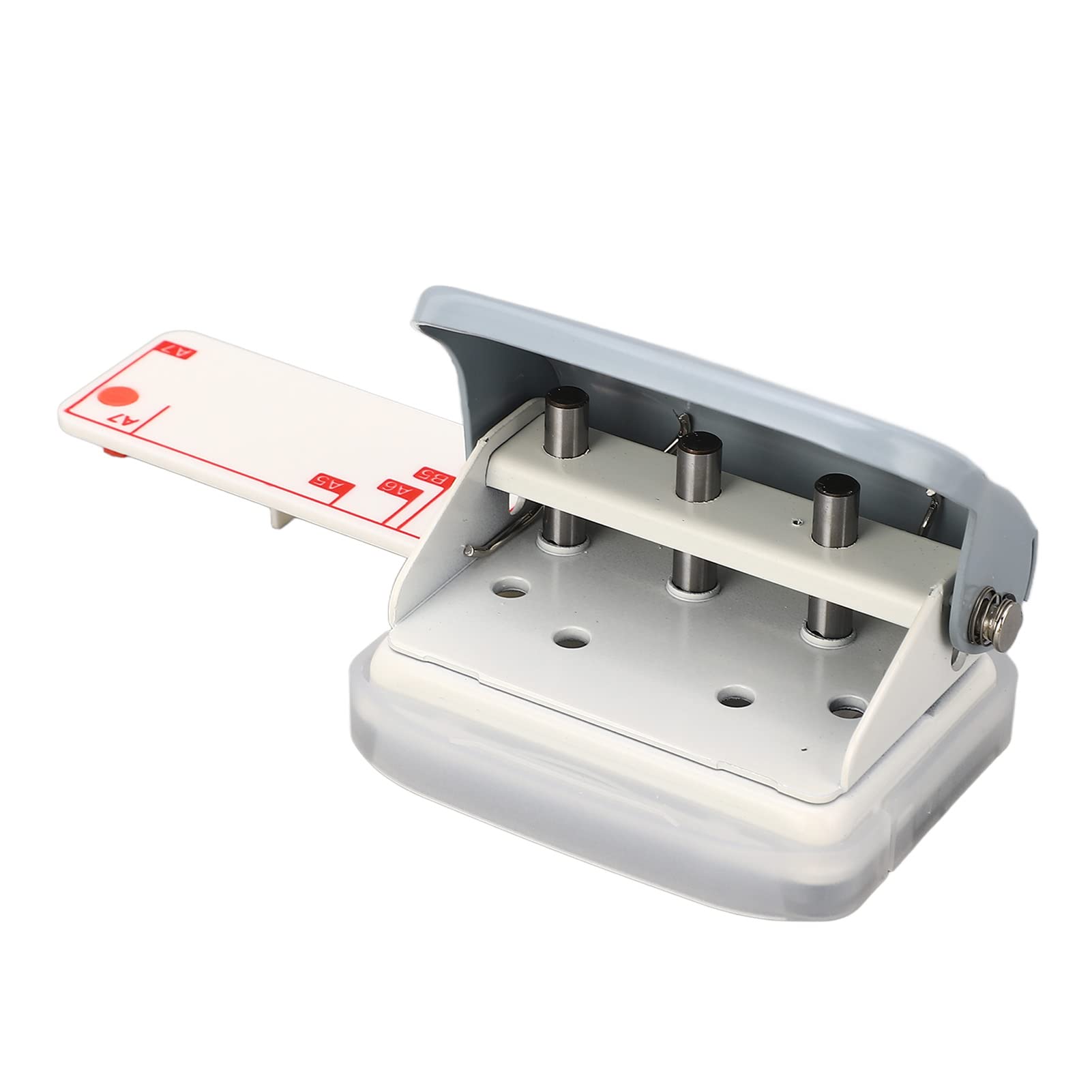 Metal Hole Puncher, 5 Sheet Capacity Handheld 3 Hole Punch for B5, A5, A6, A7, A4 with Ruler