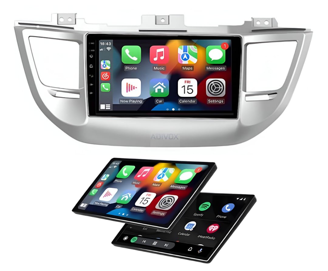 Radio samochodowe Android 14 - Hyundai Tucson 2014-2018, Apple CarPlay i Android Auto, dotykowy 9-kanałowy, system multimedialny CarPlay 2 Go/32 Go | Wi-Fi, RDS, DSP, DAB+ (T1 (2 Go/32 Go) Qua