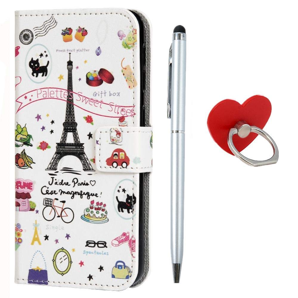 Phone Holder Case IAdvantec Compatible with Samsung Galaxy A20E PU Leather Case Soft TPU Inner Screen Protector Magnetic Flip Case Wallet Case Stand Cover with Stylus Pen and Ring - Butterfly,Colour N