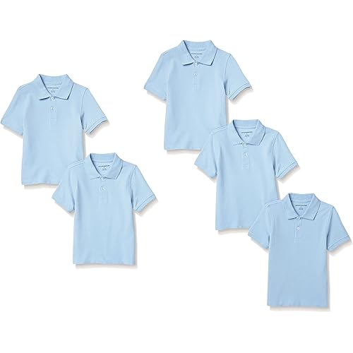 Amazon Essentials Boys and Toddlers' Short-Sleeve School Uniform Pique Polo Shirts, Multipacks