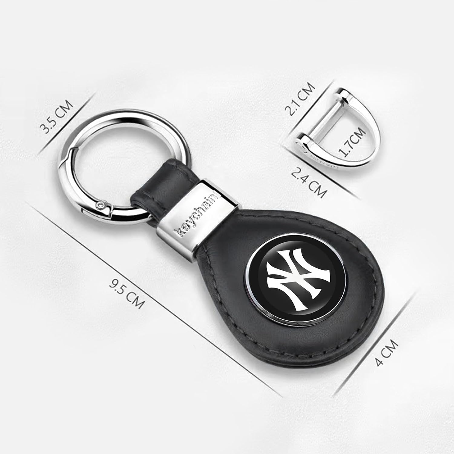 Yankees Car Keychain Keyring for Baseball Fans,New York NY Yankees Accessories 2 Packs Leather Car Keychain,Women/Men's Key Chains for Vehicles,Key Ring Lanyard for Key Fob Holder