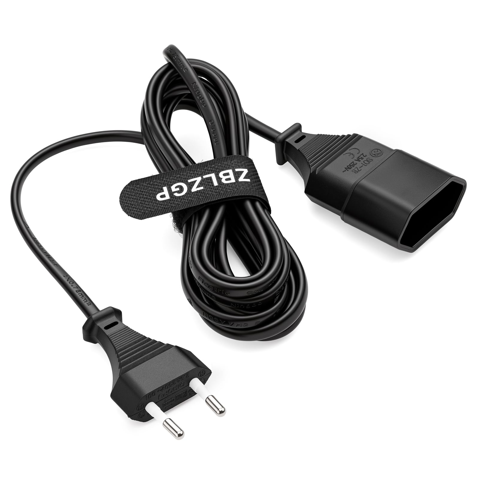 Cavo di prolunga di alimentazione UE a 2 poli europeo da maschio a femmina, cavo di prolunga per porta di alimentazione, cavo di prolunga per TV PS3 PS4 PS5 stampante monitor (da dritto a