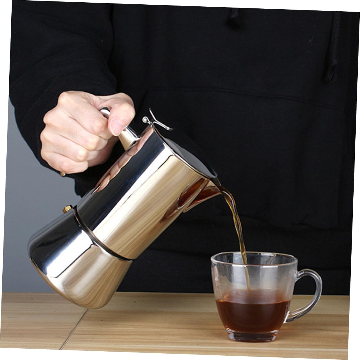 Espressokocher Robuste Edelstahlkonstruktion Tragbare Mokkakanne aus Edelstahl 304 für Herd und Induktion Geeignet für Café und Restaurant