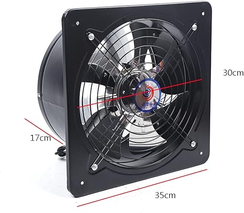 Miniatura 5 de Ventilador extractor de ventilación de 12 pulgadas, 750 W, 2800 rmin, ventilador de escape axial de metal industrial de bajo ruido, ventilador de