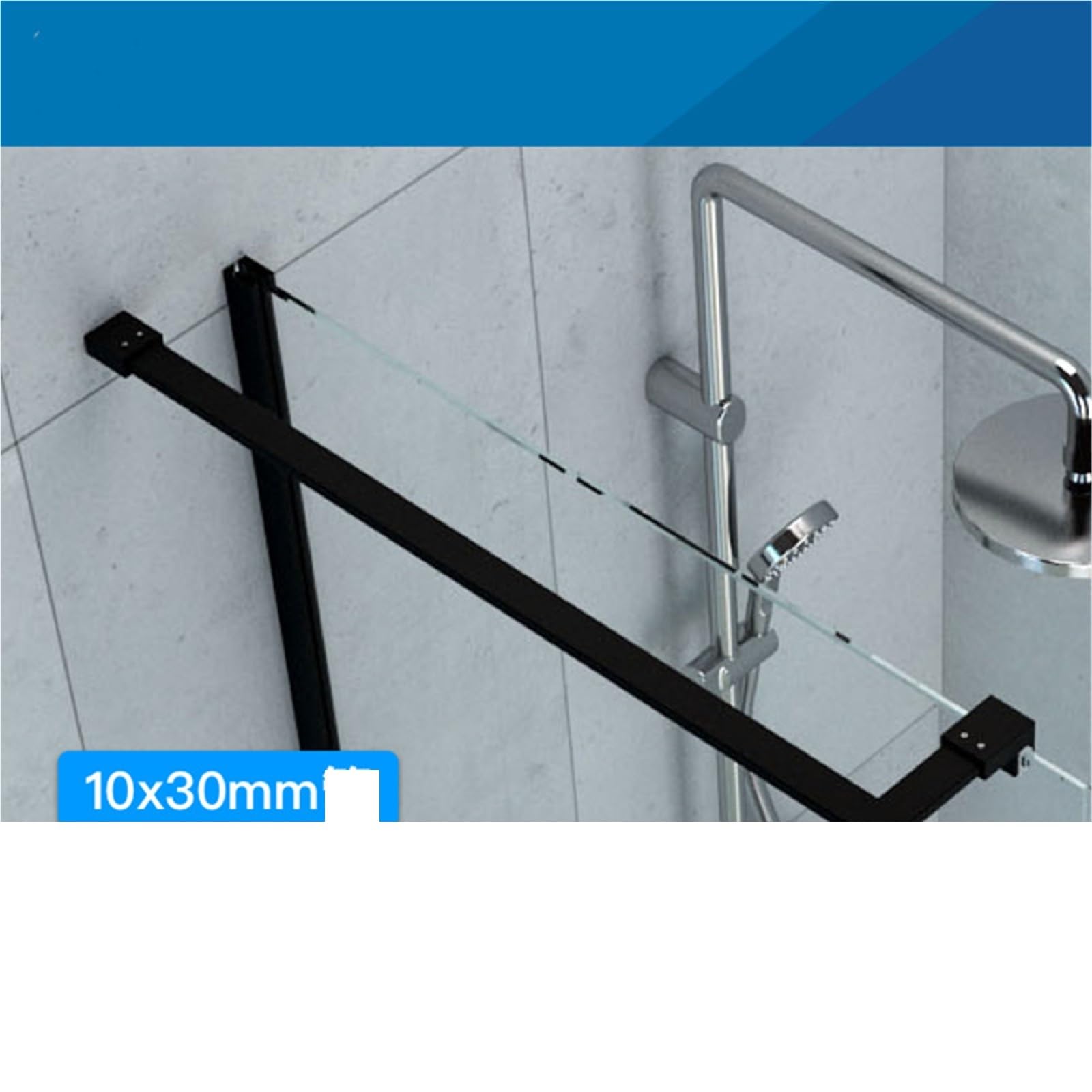 Soporte de Cortina de Ducha, Clip de Varilla Fija de Acero Inoxidable for Puerta de Cristal de Ducha 14-21cm x 50-68cm(Width 14cm Length 50cm)