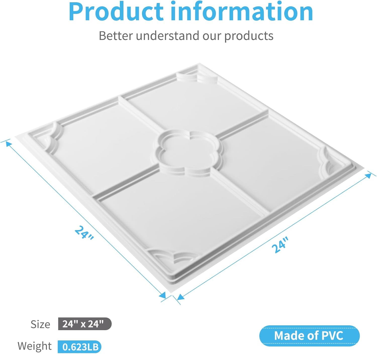 Art3d 12-Pack Lightweight Drop Ceiling Tiles for Suspended Grid, 2x2 ft Ceiling Panels in White, Cover 48 Sq.Ft