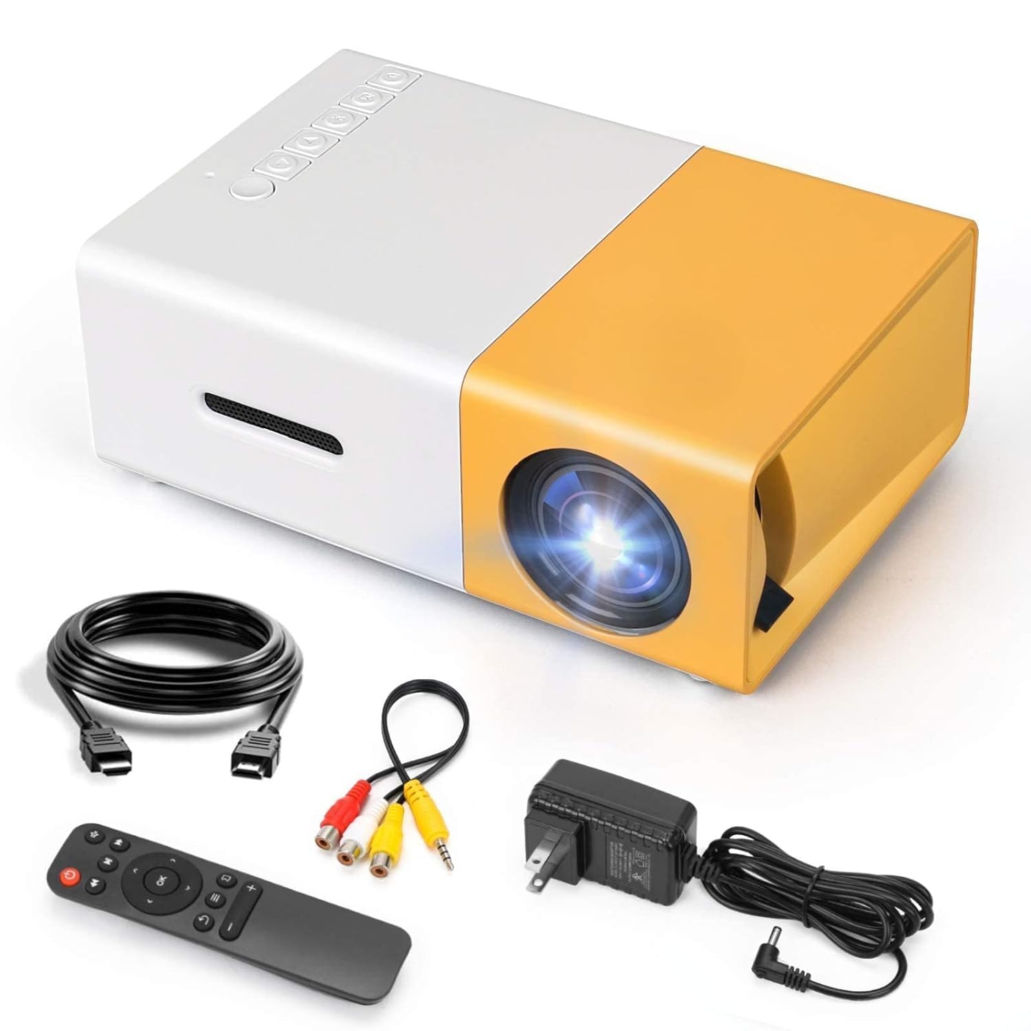 1Goal Projector, Portable Mini Home Theater LED Projector with Remote Controller, 3500 lm LED Corded Projector UC500 Support HDMI, AV, SD, USB Interfaces (Multi Color)