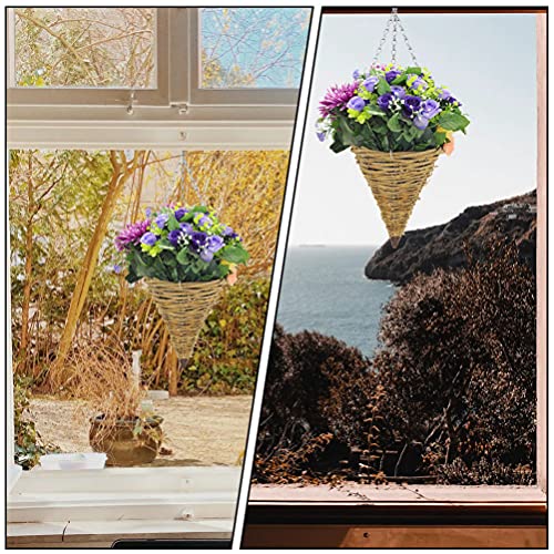 Doitool 2Pcs Rattan Hanging Planter Baskets Cone Shaped Woven Hanging Flower Pot Wicker Ceiling Plant Pot Wall Flower Baskets For Indoor Outdoor Home Garden Decoration #TOP4