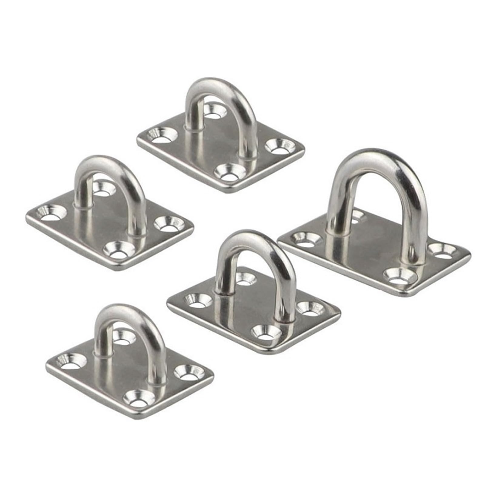 Luvafey One Color Eye Plate 6Pieces Stainless Steel Square Pad Eye Plate Hook 5Mm/6Mm/8Mm Hanger Heavy Duty Ceiling Wall Boating Yacht Shade Sailing Marine For Wall Ceiling Boat Hardware Hanging(5Mm)