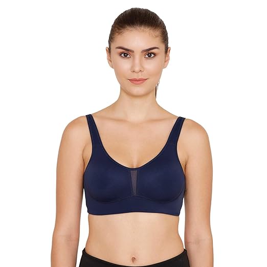 Women's Nylon Blend Wirefree Sports Bra (ZC4526-Maritime Blue 32)
