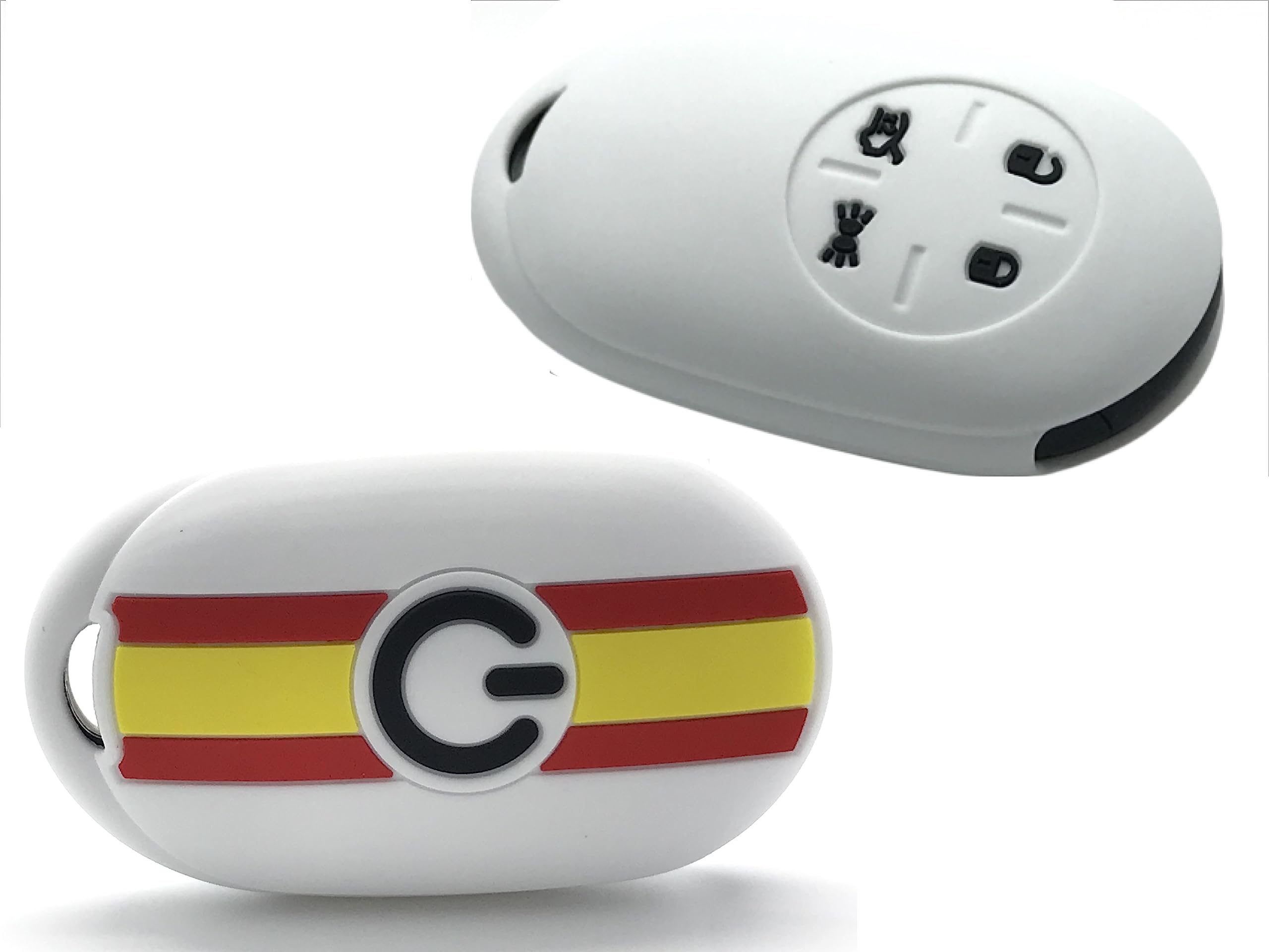 Nordecco Silicone Spain Flag Key Fob Cover Protective Case Compatible With Fiat 500e Electric 2022 2023 and Above (White) - Image 2