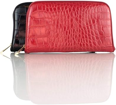 Connoisseurs Leather Jewelry Carrying Clutch, Red
