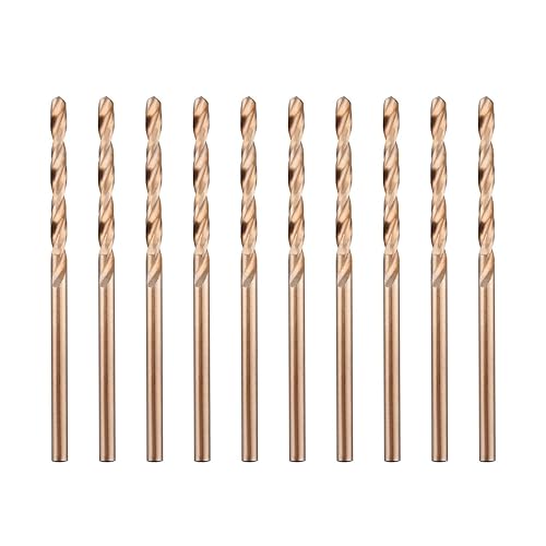 Broca helicoidal M35 HSS de cobalto de 132 pulgadas con vástago recto, resistente, paquete de 10 unidades, perforación para hierro fundido, acero