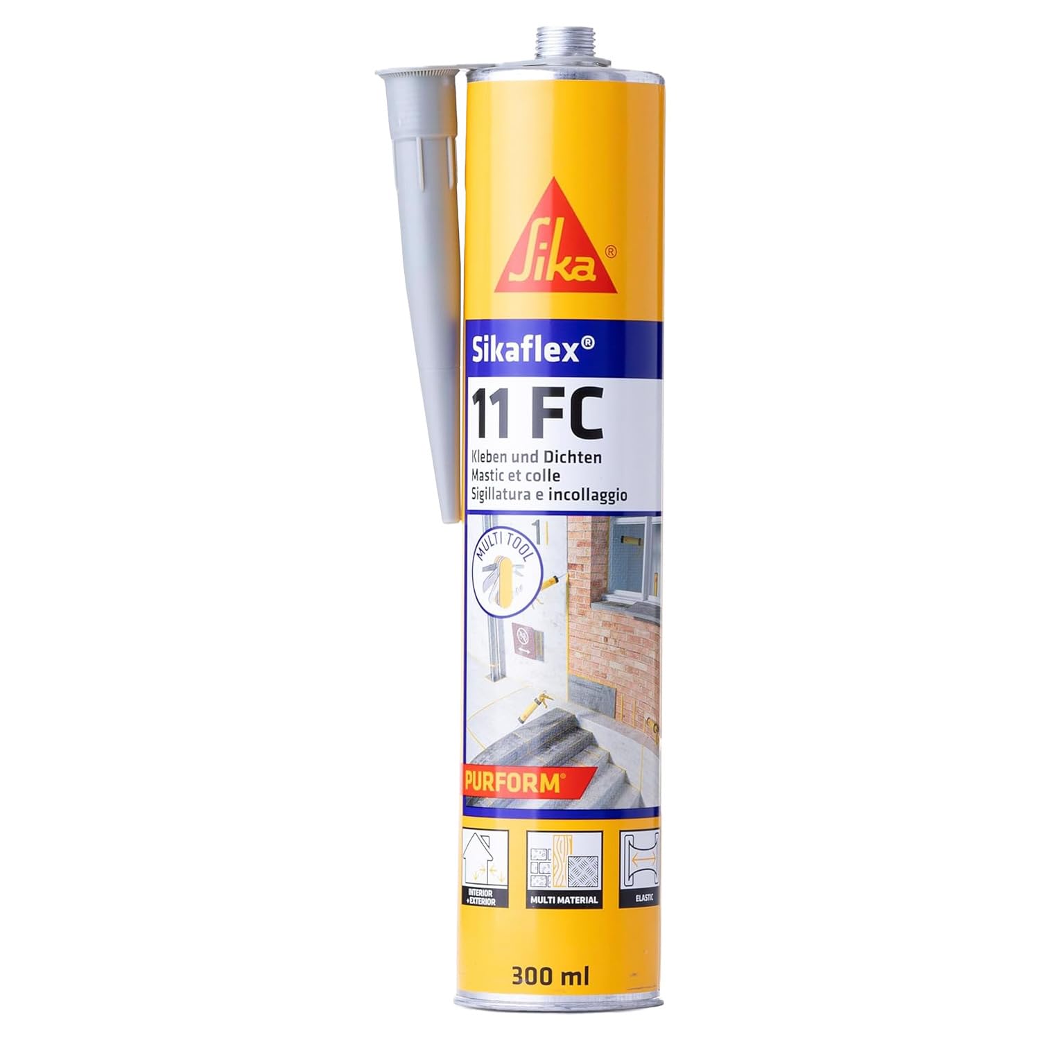 Sika – Kleb- und Dichtstoff – Sikaflex-11 FC Purform - Betongrau – Elastisch - Geeignet für alle übliche Baustoffe – Lösemittelfrei und emissionsarm – 300 ml