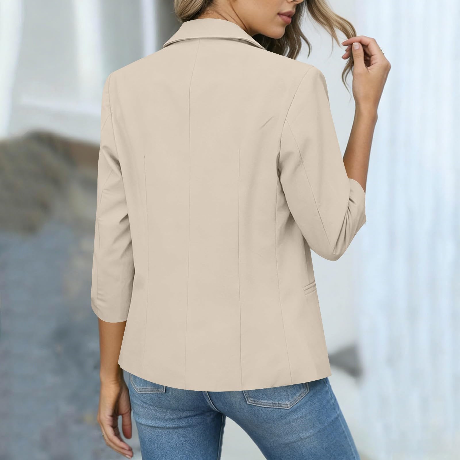Spring Blazers for Women Business Casual Lapel Collar Long Sleeve Open Front Work Office Suit Jackets Fall Light Outfits 2026 - 4