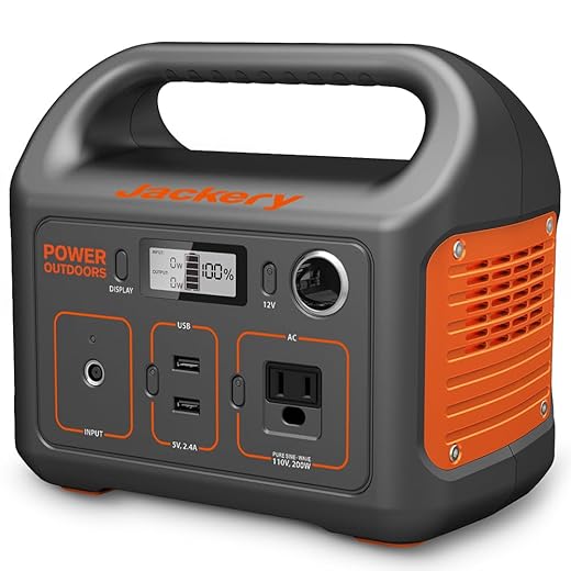 Jackery Portable Power Station Generator Explorer 240, 240Wh Emergency Backup Lithium Battery, 110V/200W Pure Sinewave AC Outlet,Solar Generator for Outdoors Camping Travel Fishing Hunting (Renewed)