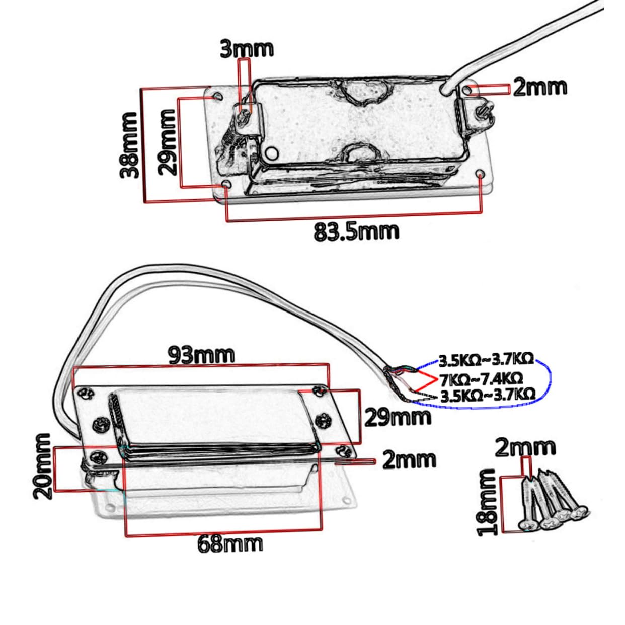 TOYANDONA 3pezzi Pickup Humbucker Cores Per Chitarra Elettrica Tonalità Calda e Tradizionale Design Innovativo Compatibile Con Vari Modelli