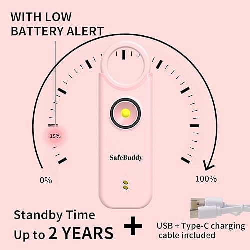 Miniatura 3 de Alarma personal para mujeres, hombres, niños, ancianos, autodefensa, diseñada por mujeres, altavoces adicionales de 140 dB con luz estroboscópica,