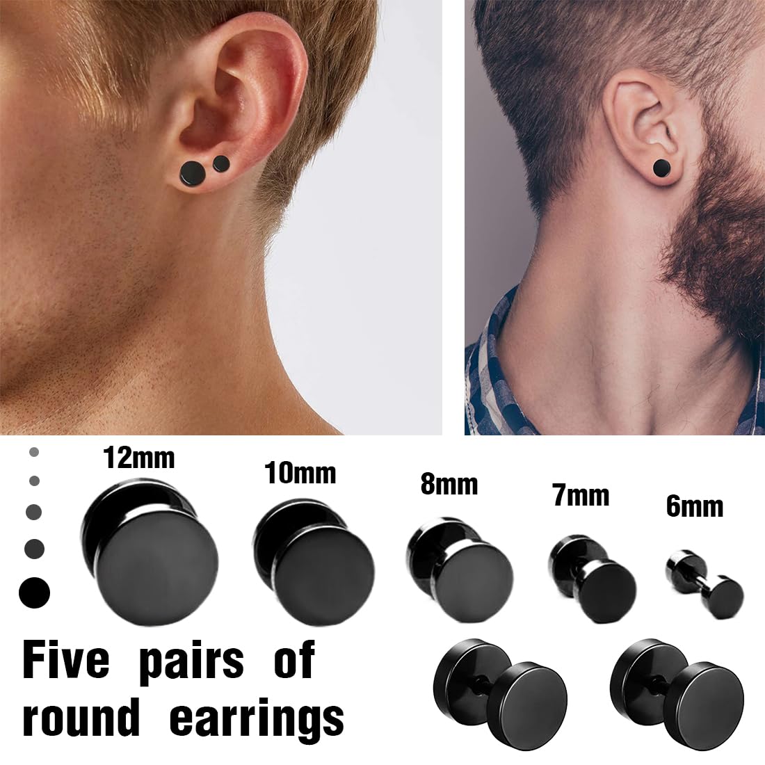 Orecchini Magnetici Unisex - 12 Paia, Acciaio Inox, Non Piercing, Tono Argento, 4-6mm - Foto 7