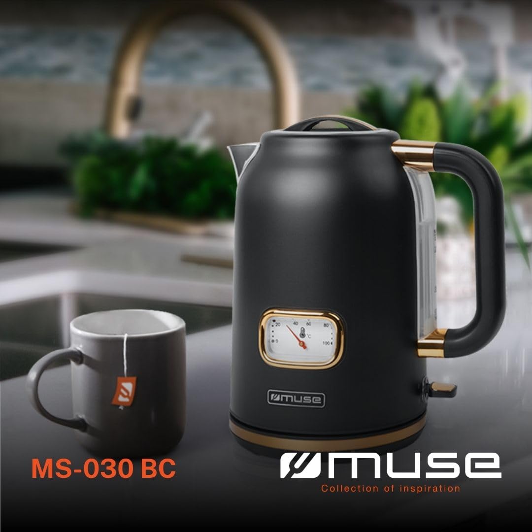 Muse MS030BC. Hervidor de agua inalámbrico negro mate/cobre