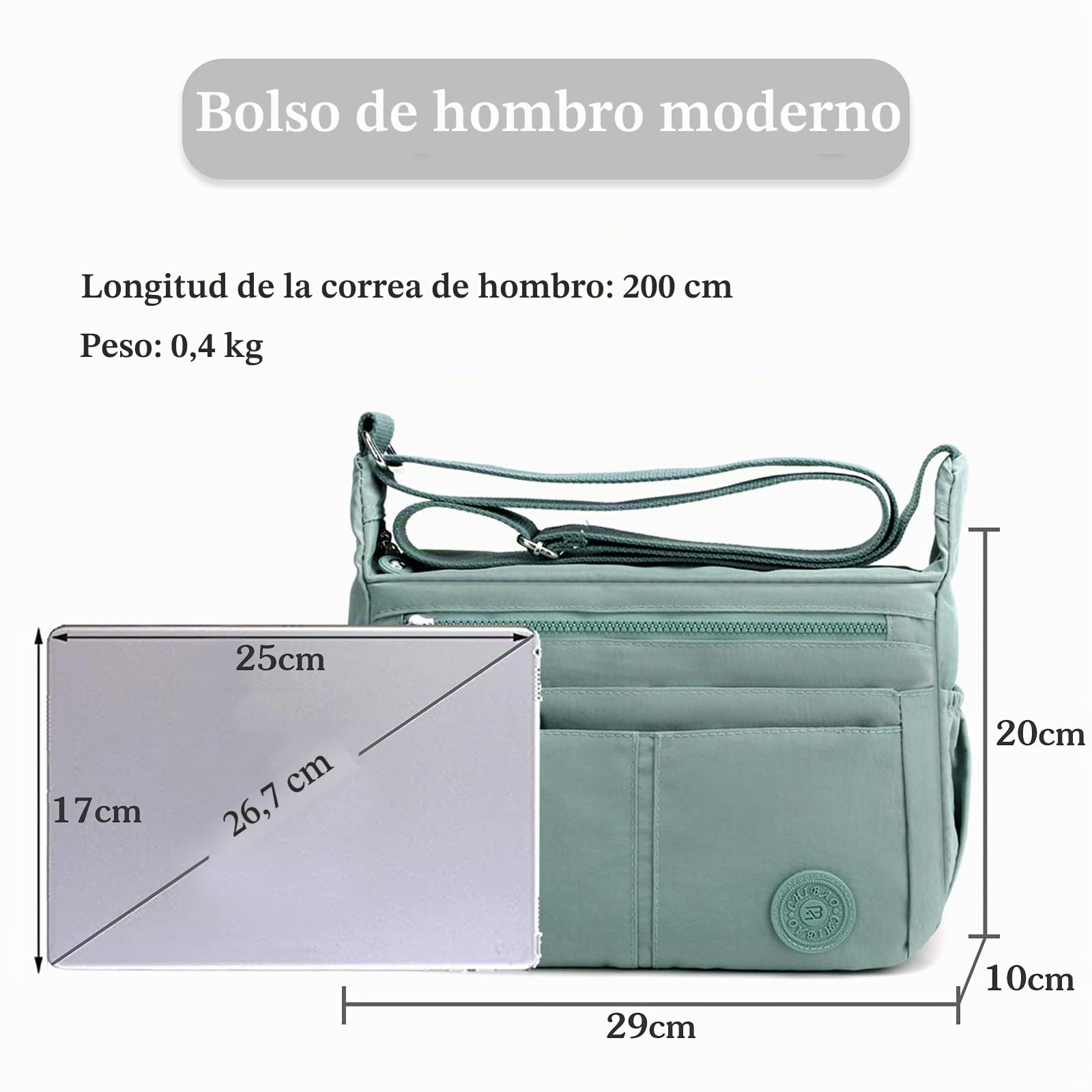 FANDARE Ligero Bolsos Bandolera Cuerpo Cruzados Mujer Bolsas de Mensajero Impermeable Nylon Deportes Escuela Shopper Sling Crossbody Bag