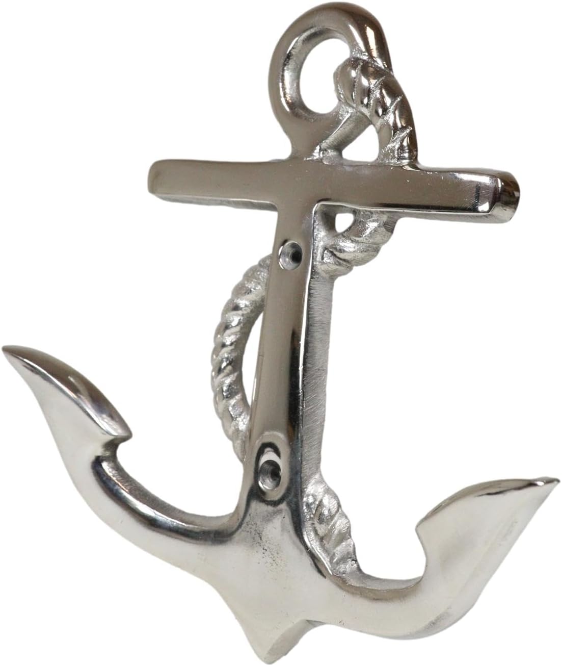 Ebros Gift Aluminum Nickel Finish Nautical Coastal Sea Sailor Ship Anchor 2-Peg Double Wall Hook Hangers Sculptures