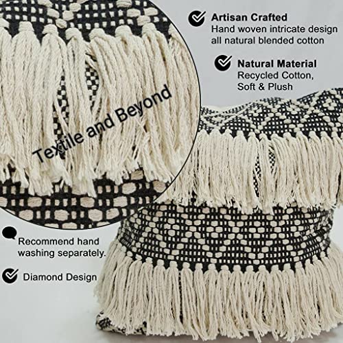 Image of Cushion - Boho Handloom Cotton Cushion Covers - Set of 3, Square Decorative Pillow Cases Sofa, Couch, Chair, Kitchen, Bedroom, Room, Office, 16x16 Inches, Premium