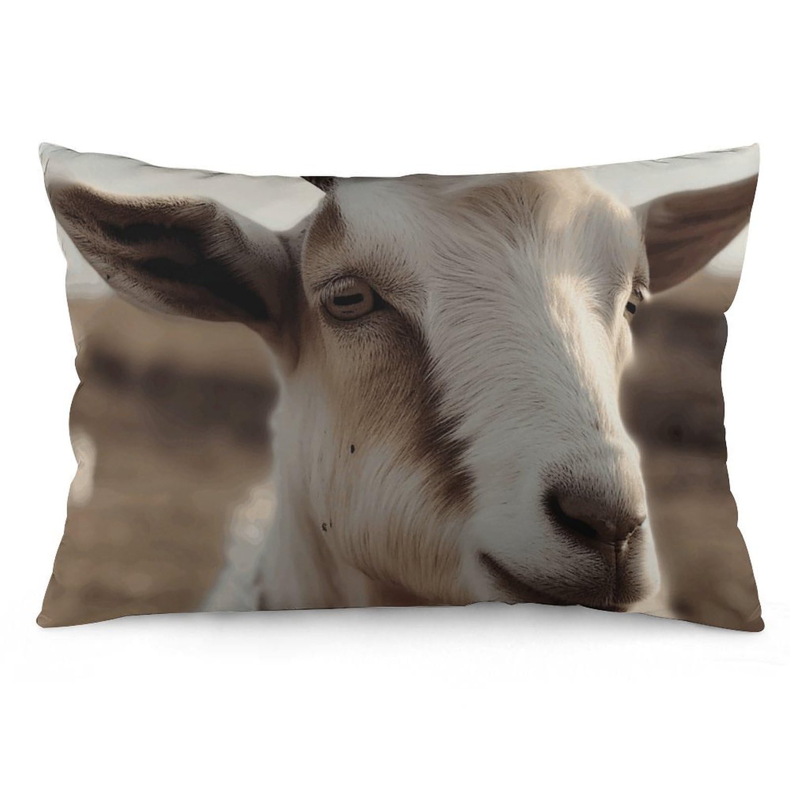 Velvet Pillowcases Standard Size 12 "x20, Ultra Soft Breathable Pillow Cases for Bed, Luxury Cozy Fuzzy Pillow Shams, Lumbar Pillow Cover, Goat on Hillside Cushion Case Home Decor