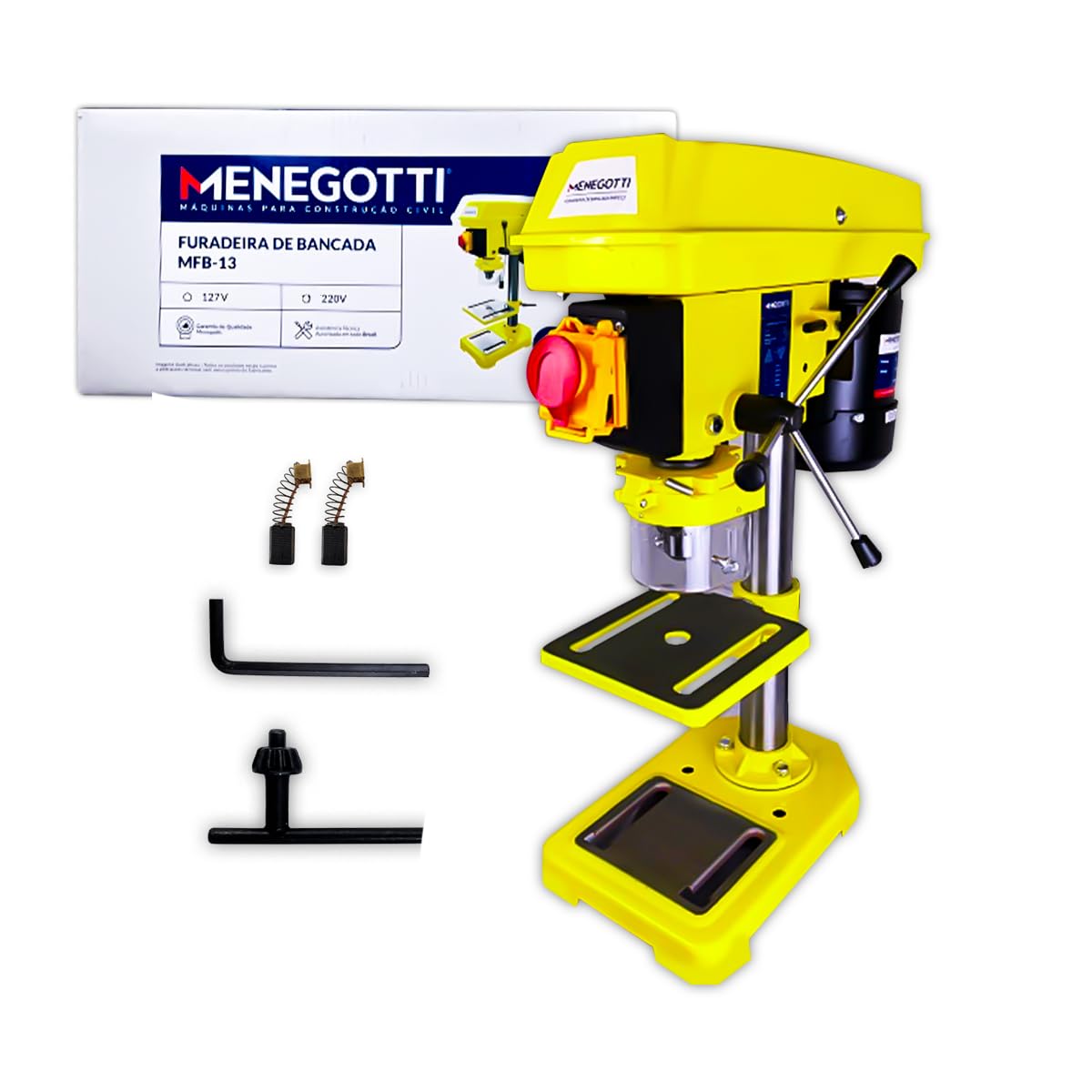 Furadeira de Bancada MFB-13 Menegotti 1/2'' 350W 60HZ C/Motor Monofasico (13 MM)