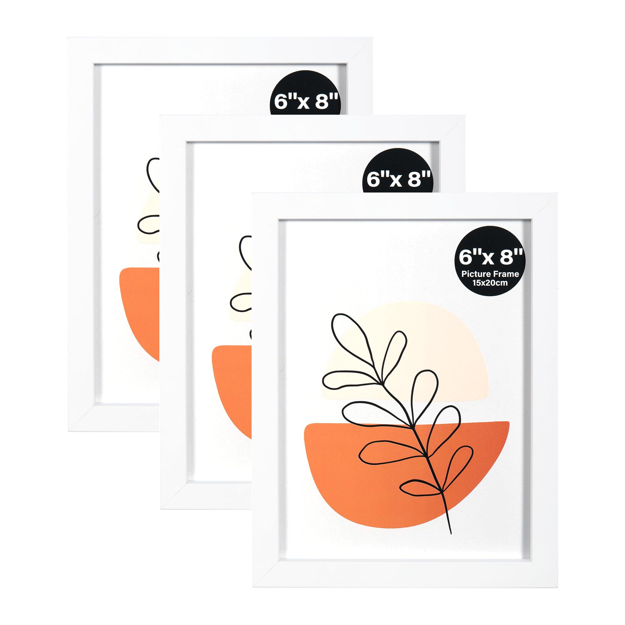 KAIWIN White 8x6 Photo Frames Set of 3, with Acrylic Glass for Table Top Display and Wall Mounting Picture Frame