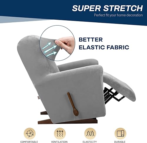 Miniatura 48 de Asnomy Fundas para sillas reclinables con bolsillos, funda elástica de terciopelo para sofá reclinable, 1 pieza, protector de muebles para perros