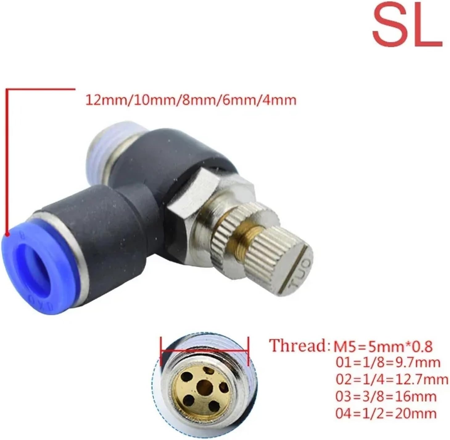 Pneumatic Connector SL 4MM-12mm Hose Tube Fitting 1/4" 1/8" 3/8" 1/2"Thread Pipe Coupler 1Pcs(4-01)