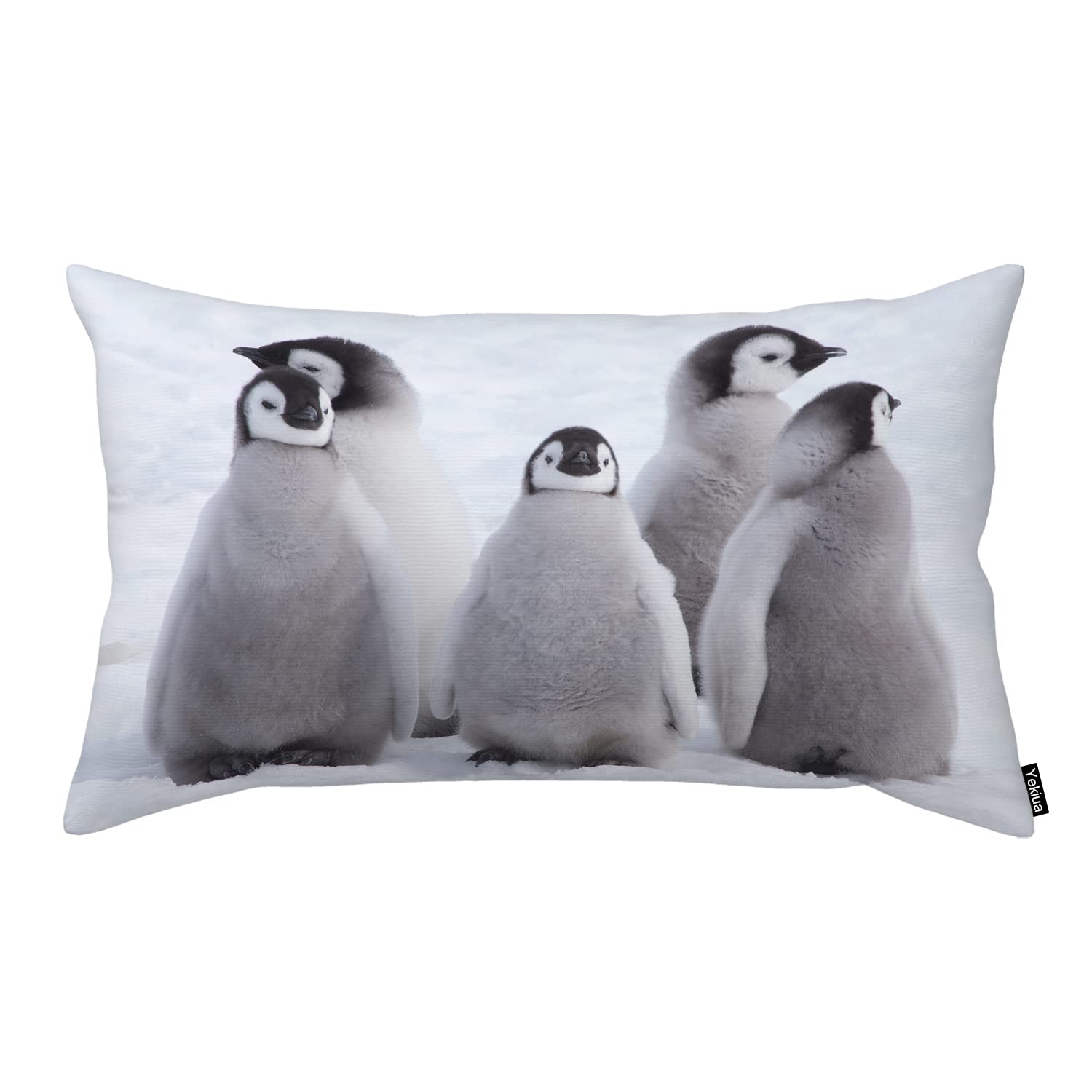 Yekiua Emperor Penguin Chicks Pillow Cases Snow Hill Emperor Penguin Colony Antarctica Pillow Sham Throw Pillow Covers One Side Printing 20X36 Inches King Size