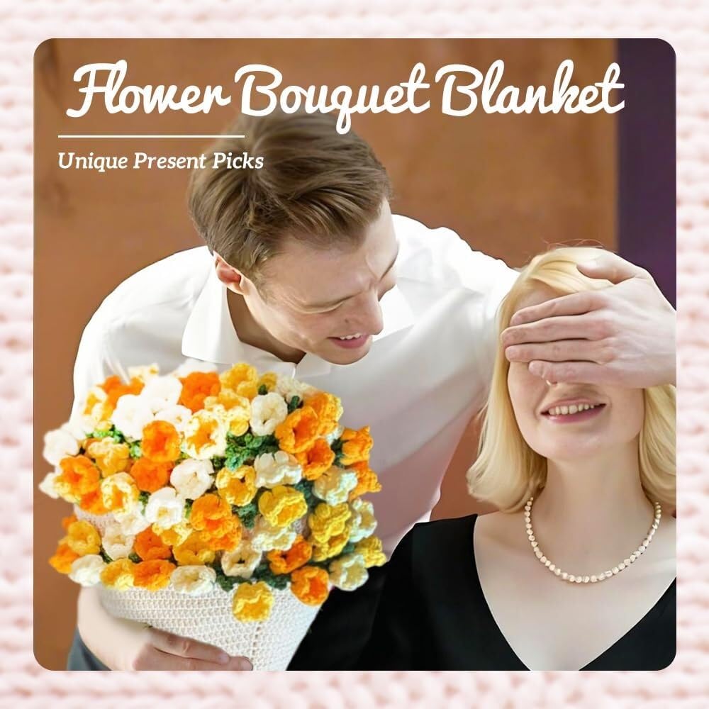 Amazon｜フラワーブーケブランケット かぎ針編みの花を巻いてひざ掛け