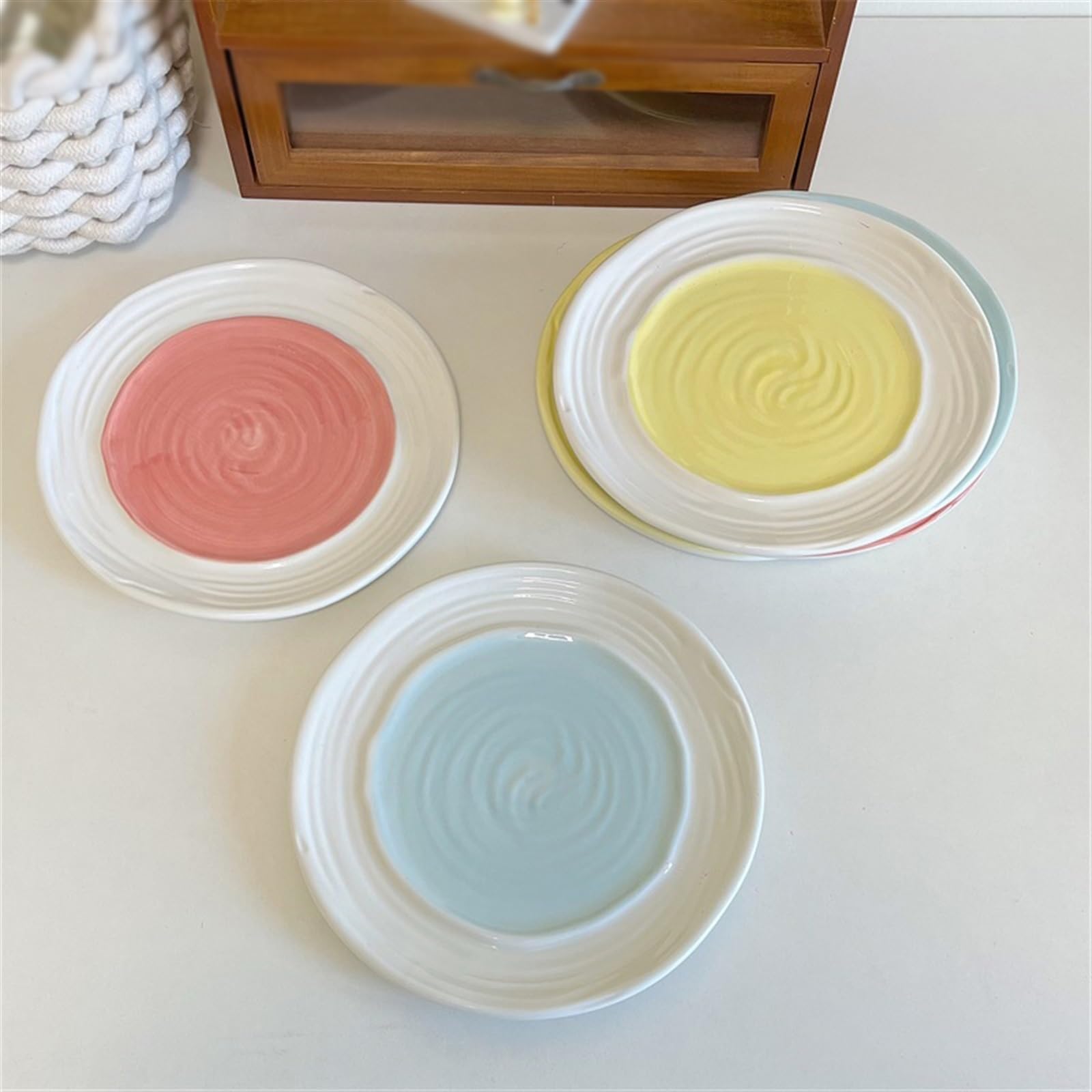 Talerze Obiadowe Ceramiczny Talerz Obiadowy Talerz Dwukolorowy Domowa Kuchnia Restauracja Talerz Deserowy Okrągły Talerz Sałatkowy Talerz Śniadaniowy Płaski Talerz Na Zimne DaniaC