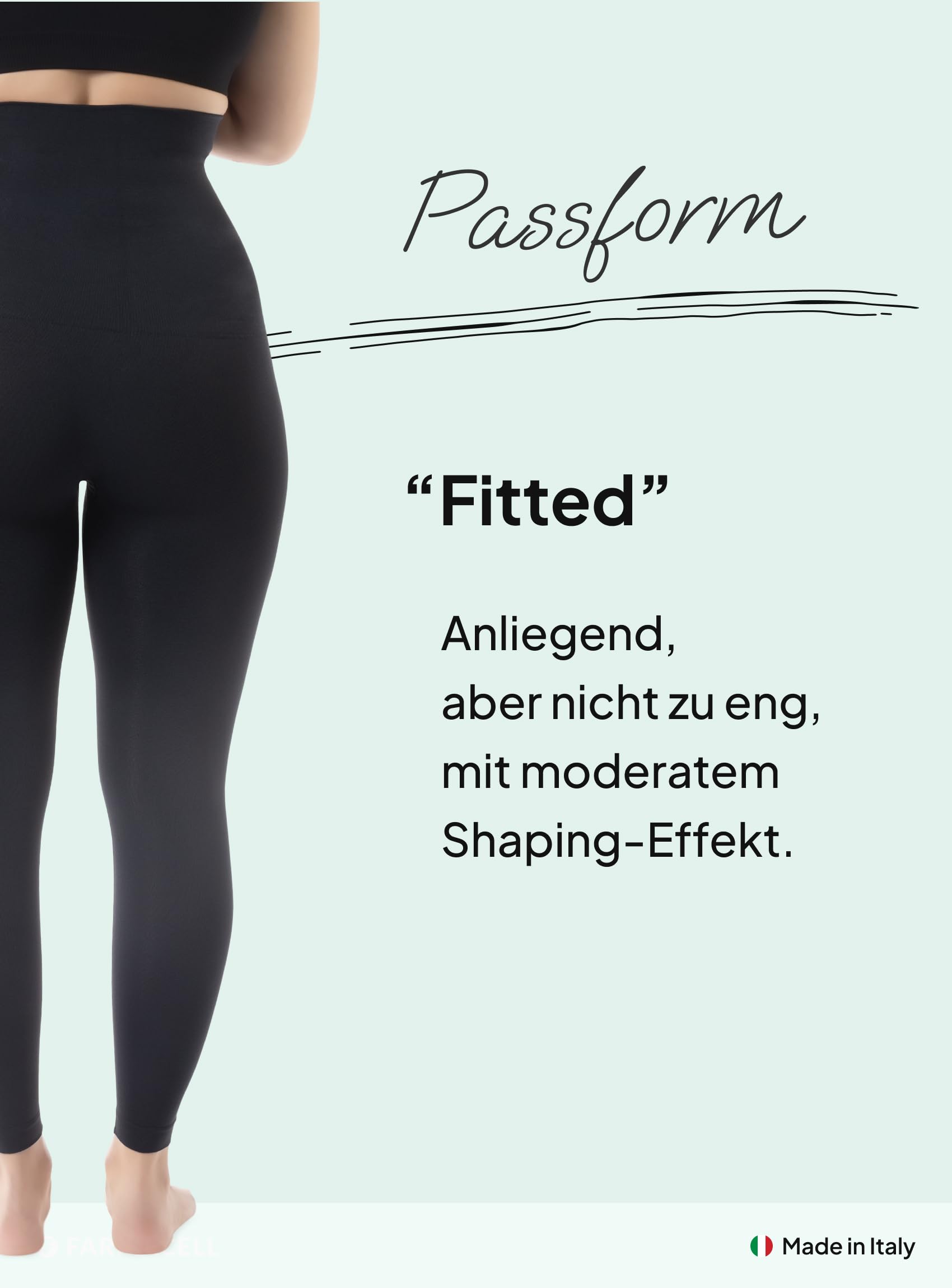 FarmaCell Damen Shapewear Anti-Cellulite Leggings mit FIR-Effekt, Umklappbarem Bund, Made in Italy, 609Y