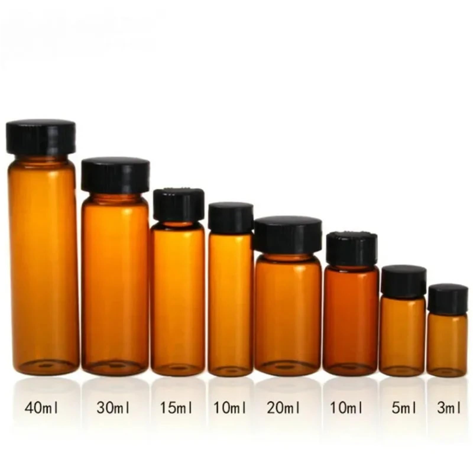 Szklana butelka laboratoryjna na odczynniki, Szklane butelki na odczynniki z podziałką. Plastikowa zakrętka 3–50 ml(40ml 10pcs)